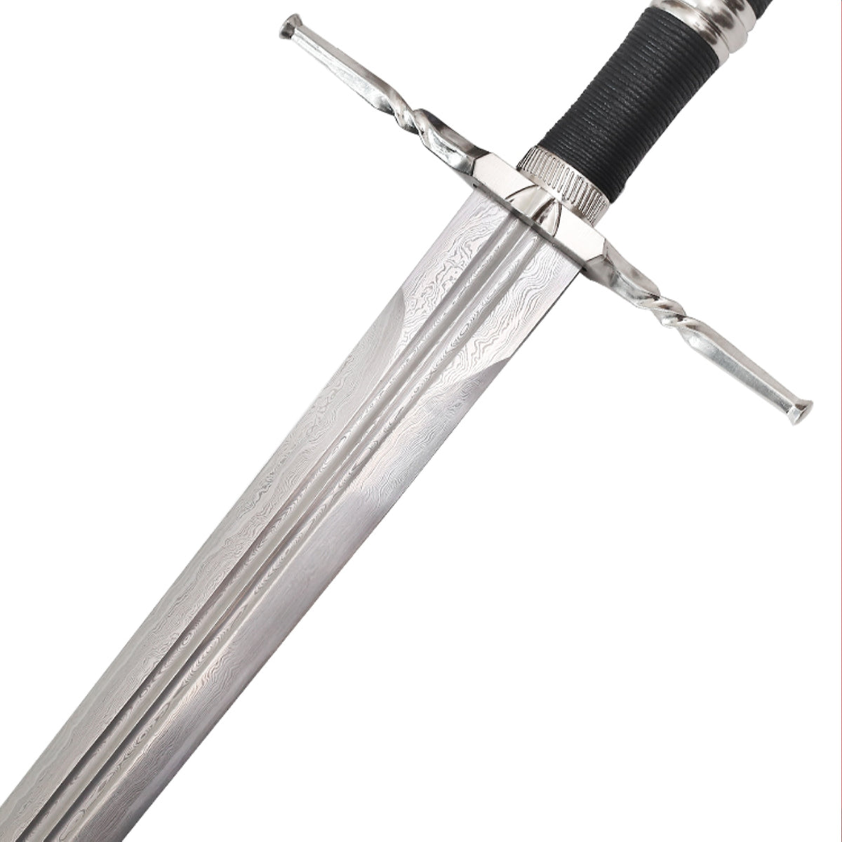The Witcher 3 Geralt's Horizontal Guard Bell Pommel Damascus Metal Sword