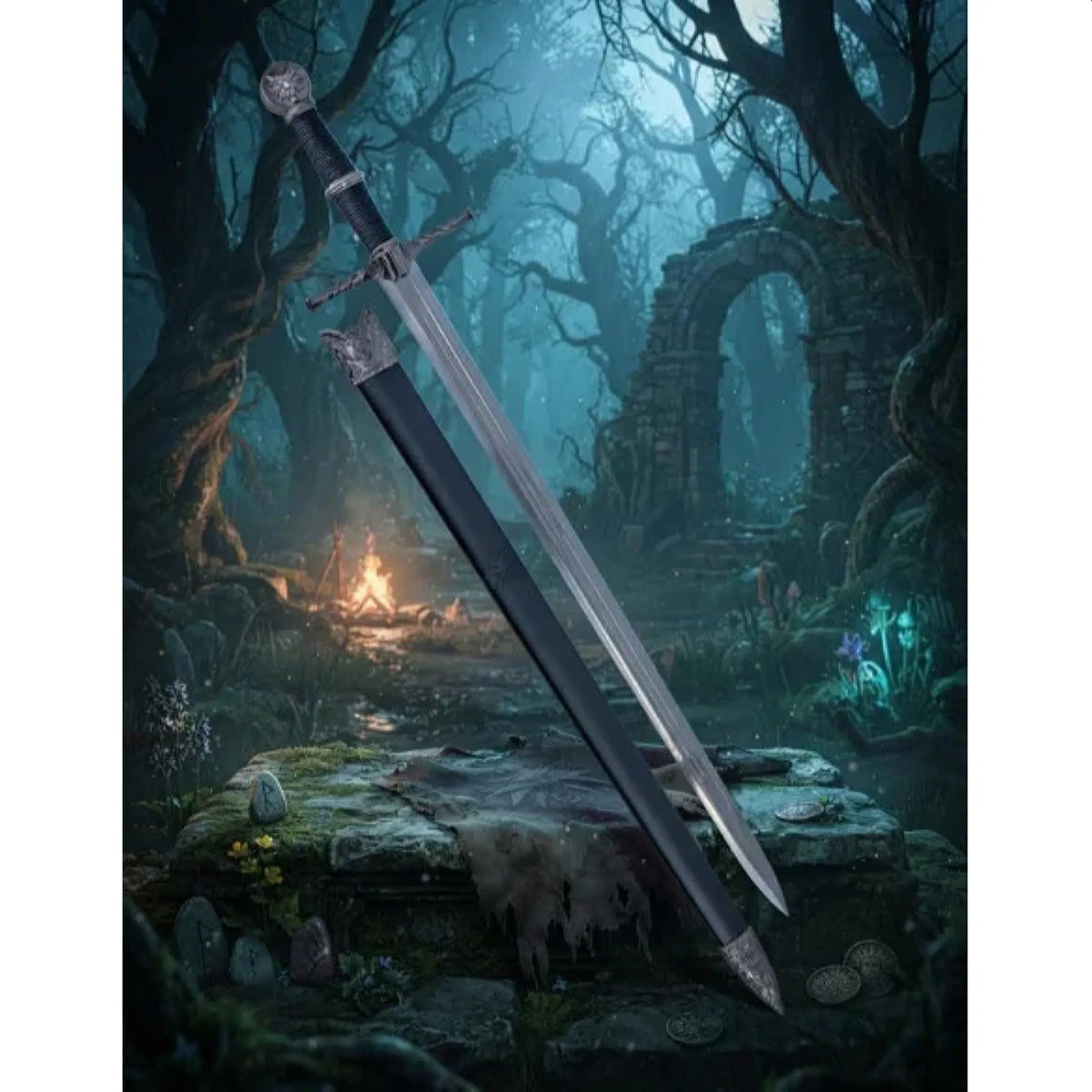The Witcher 3 Geralt's Horizontal Guard Wolf Pommel Medium Metal Sword