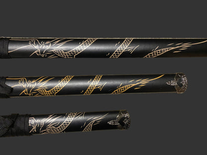Dragon Black 440 Steel Samurai Sword Katana Set of 3