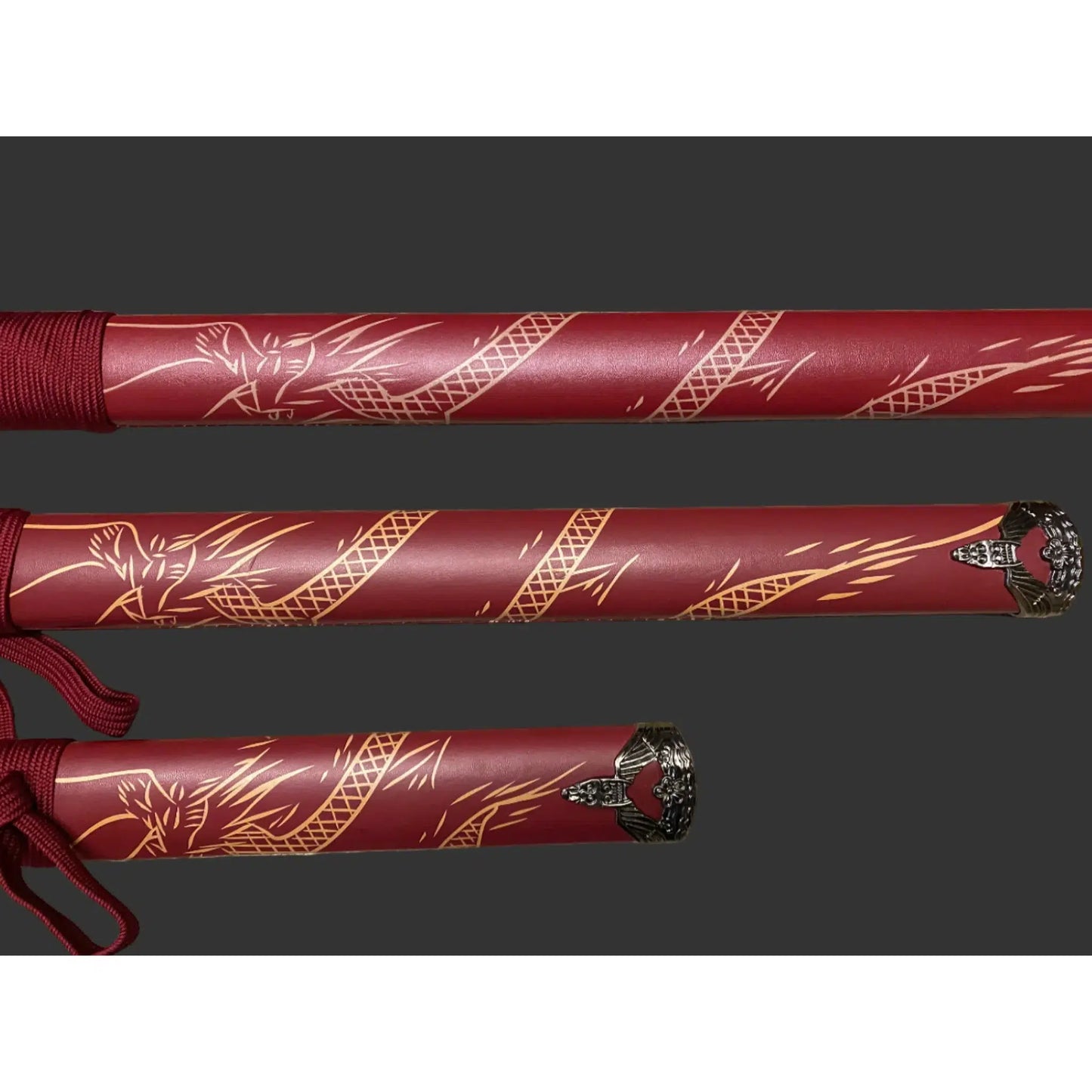 Dragon Red 440 Steel Samurai Sword Katana Set of 3