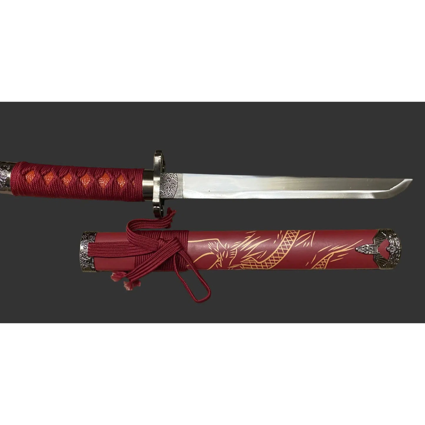 Dragon Red 440 Steel Samurai Sword Katana Set of 3