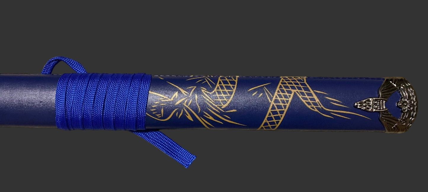 Dragon Blue 440 Steel Samurai Sword Katana Set of 3