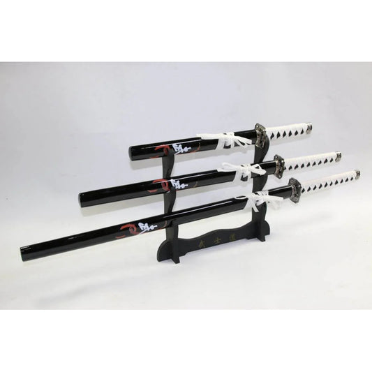 Black & White Steel Samurai Katana Set of 3