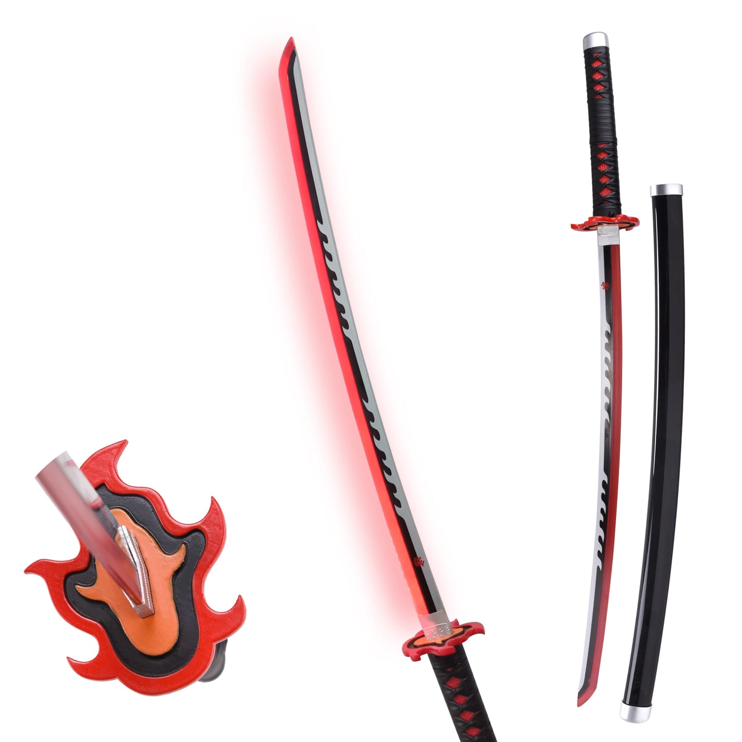 Demon Slayer Tanjiro Kamado Rengoku Hilt Metal Katana LED Sword