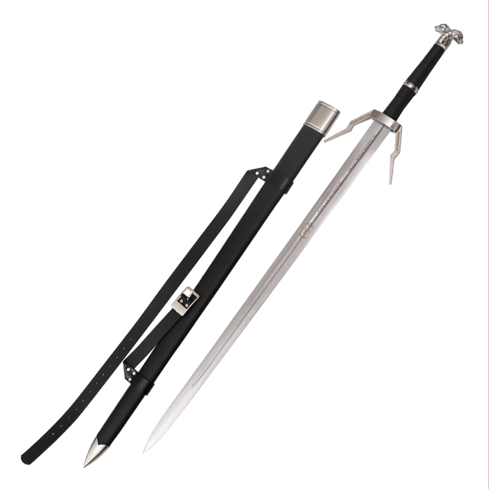 The Witcher 3 Geralt's Silver Sword Diagonal Guard Damascus Metal Swor ...