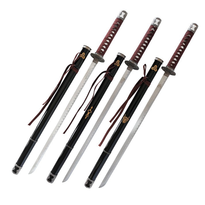 Kill Bill Hattori Hanzo Triple Display Set Metal Katana's