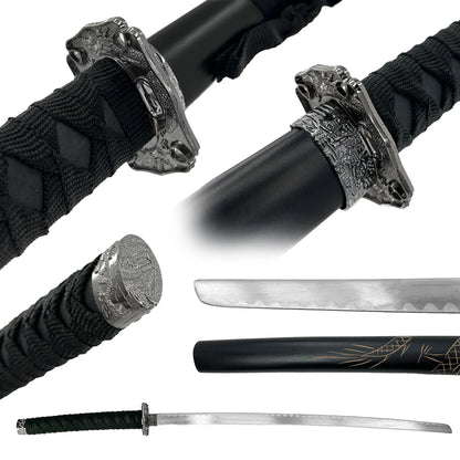 Dragon Black Matte 440 Steel Samurai Sword Katana Set of 3