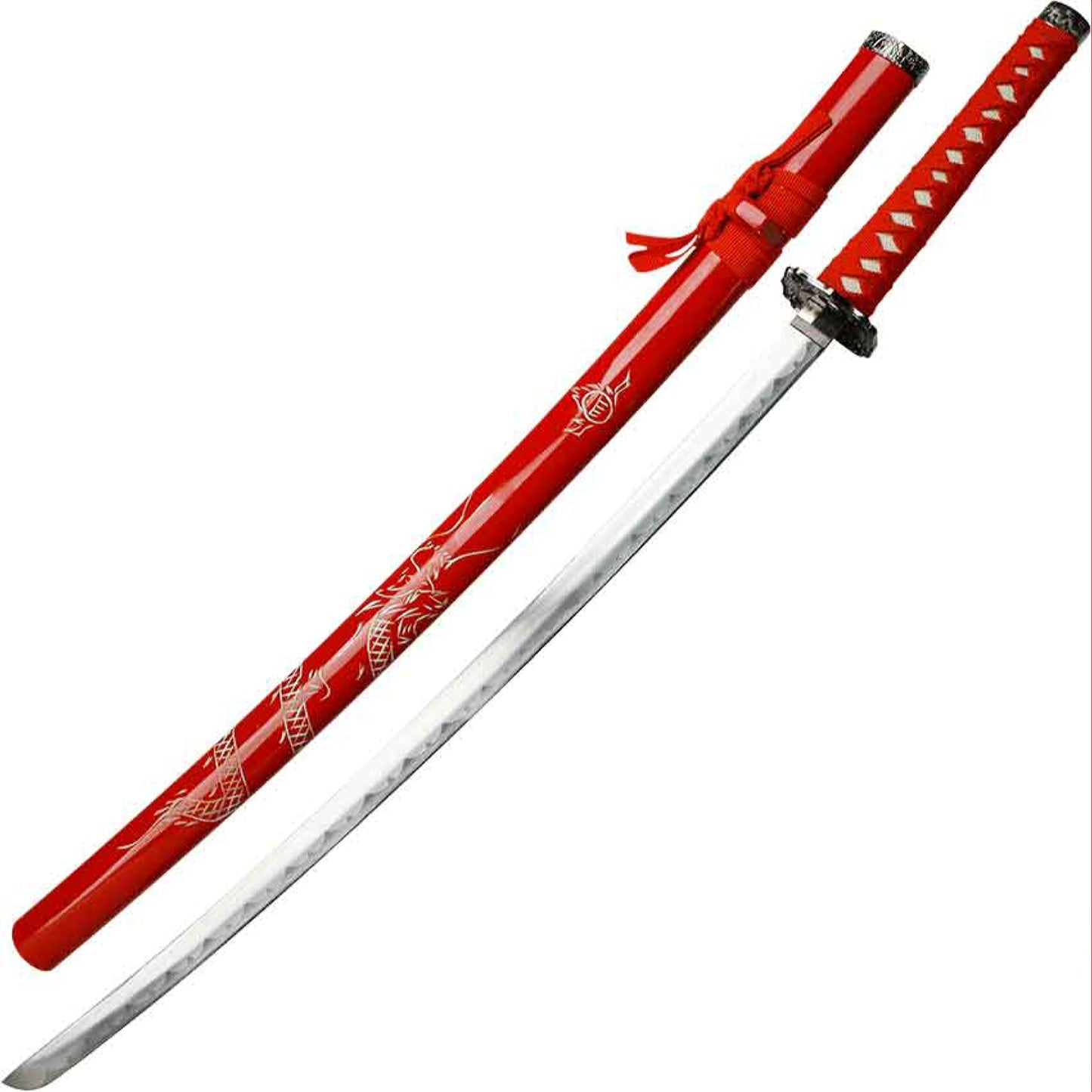 Dragon Red Carbon Steel Samurai Sword Katana Set of 3