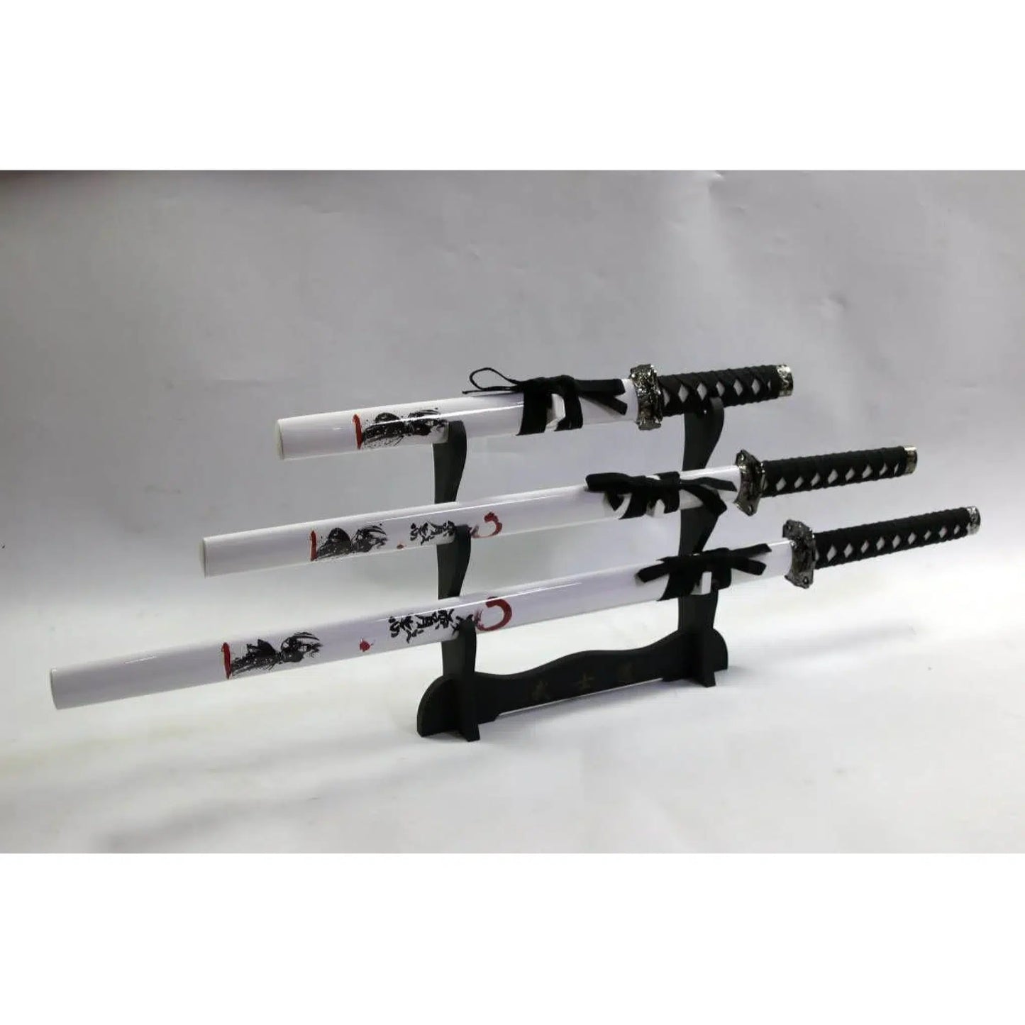 White & Black Steel Samurai Katana Set of 3