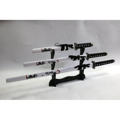 White & Black Steel Samurai Katana Set of 3