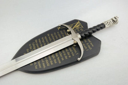 Game of Thrones Jon Snow Direwolf Metal Sword with Plaque