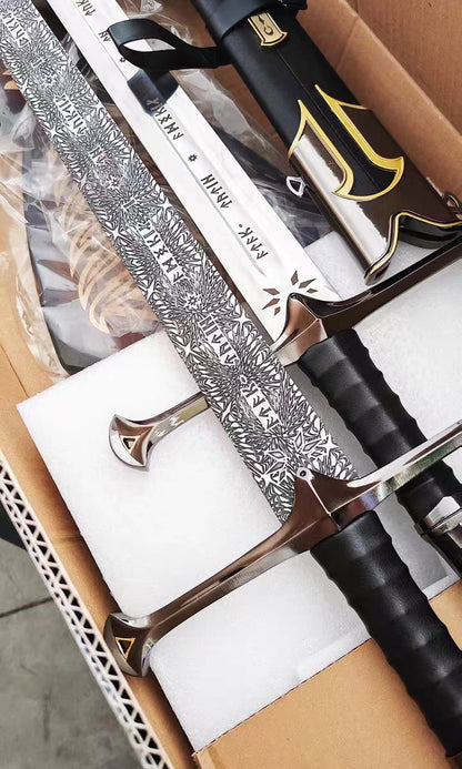 Lord of the Rings Sword of King Elessar Aragorn Anduril Metal Sword With Wall Plaque Exclusive Editon