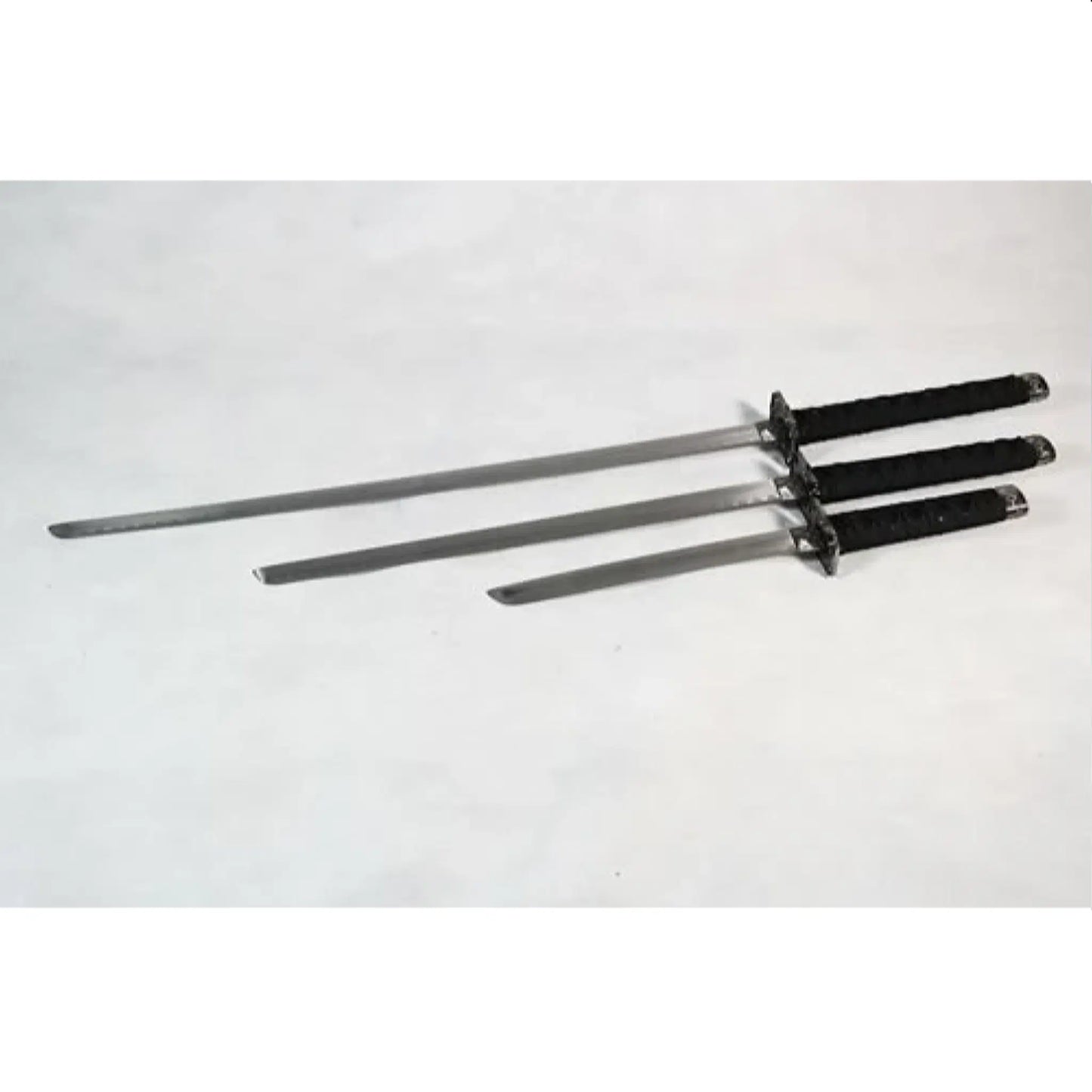 Dragon Black Matte 440 Steel Samurai Sword Katana Set of 3